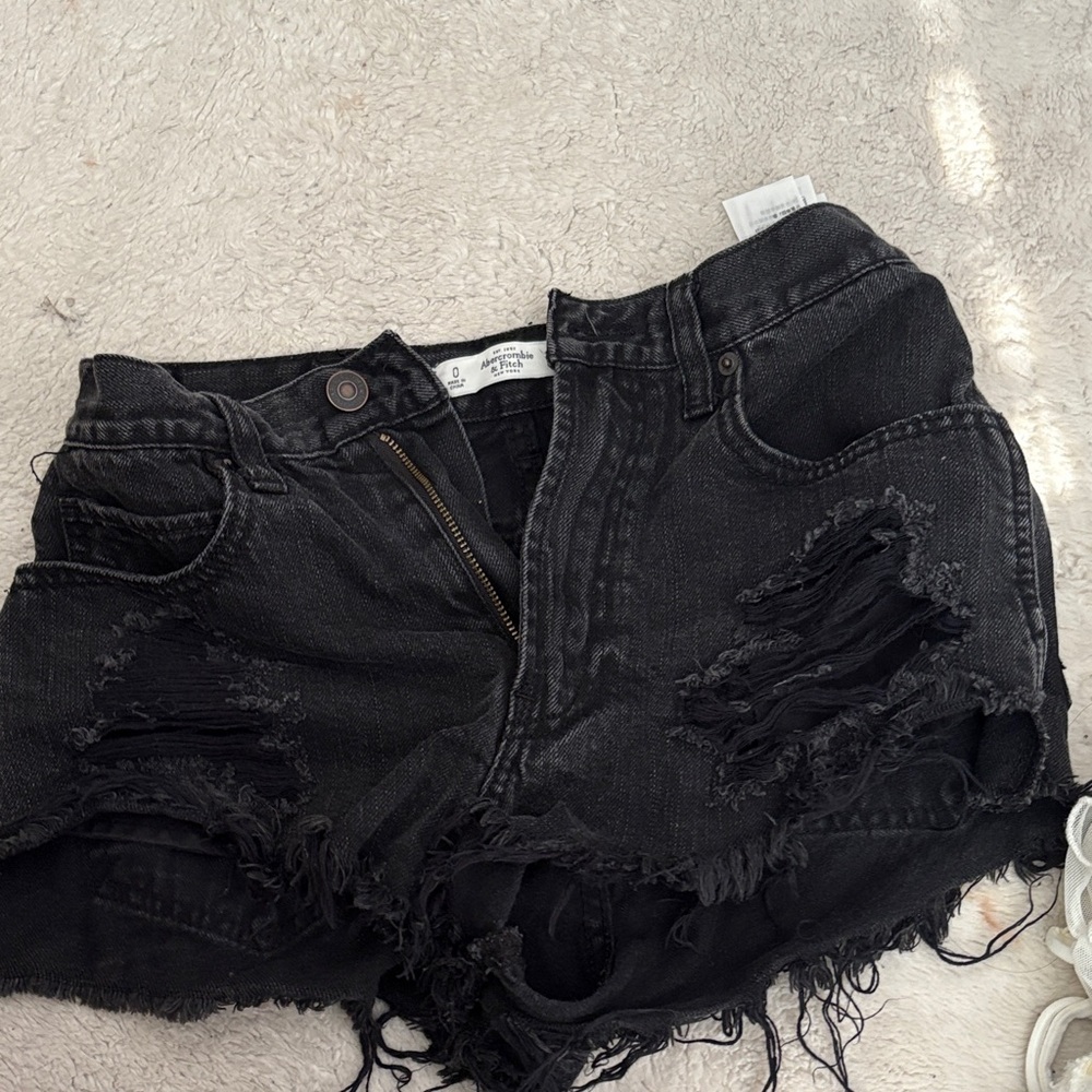 Abercrombie & Fitch Black Distressed Jean Shorts
